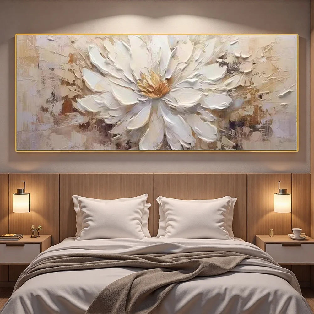 [High-end hand-painted floral oil painting] Thick Texture decoration hanging painting for living room, frameless modern wall art