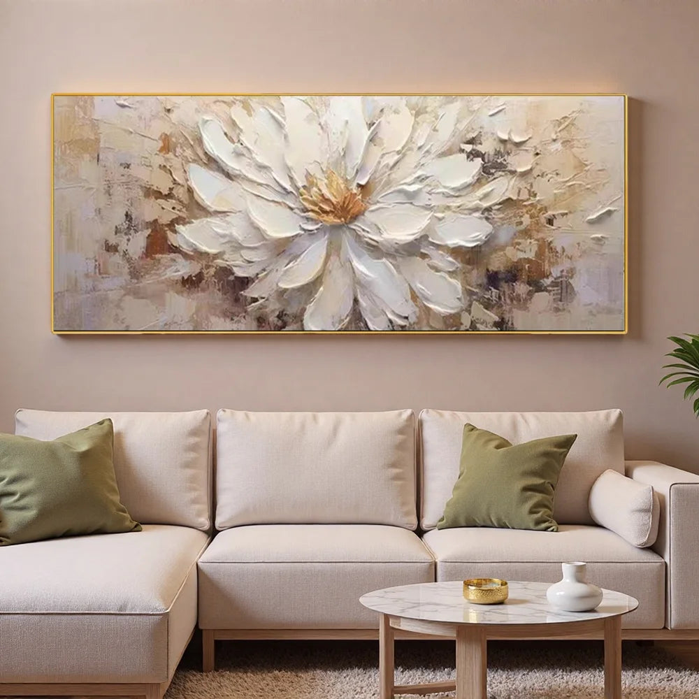 [High-end hand-painted floral oil painting] Thick Texture decoration hanging painting for living room, frameless modern wall art