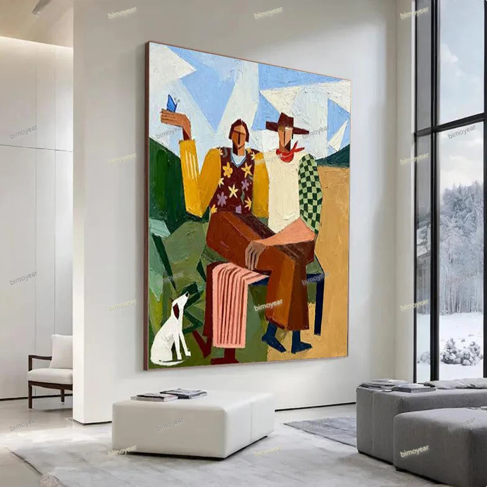 Matisse-Inspired Female Figure Wall Art Vintage Abstract Canvas Painting Colorful Portrait Home Decor